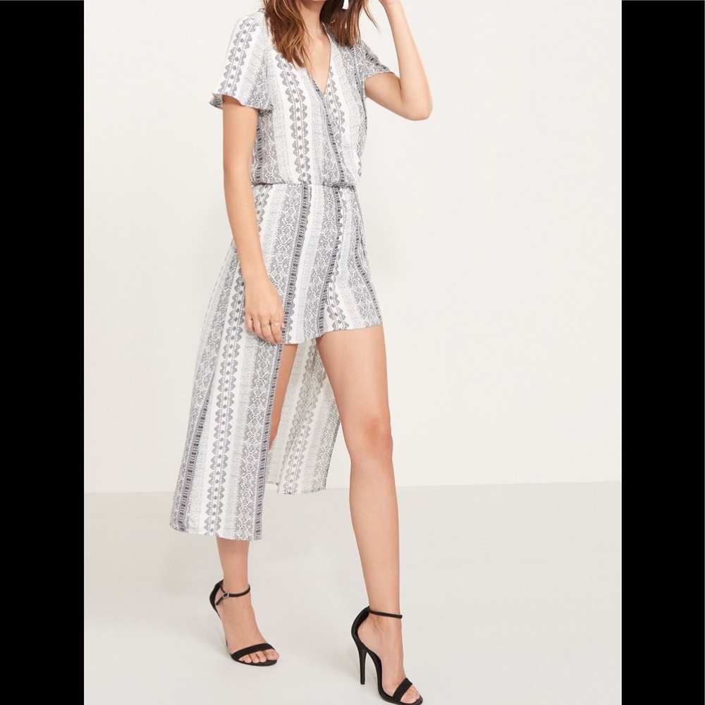 High low printed romper